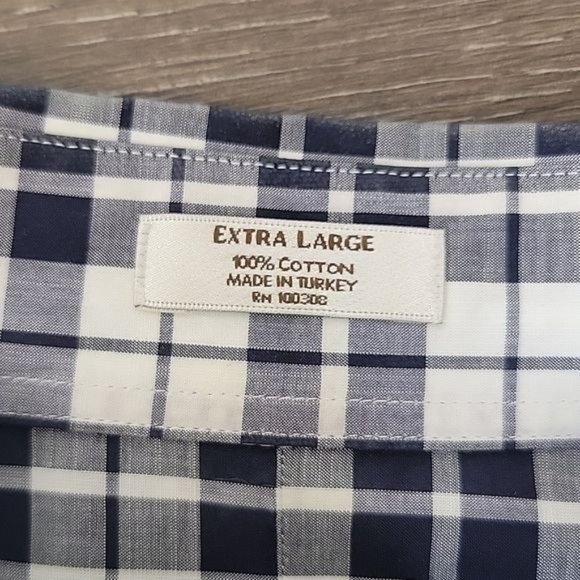 Peter MILLAR Men's XL Long-Sleeve Button-Down Shirt Blue and White Plaid - Picture 7 of 7
